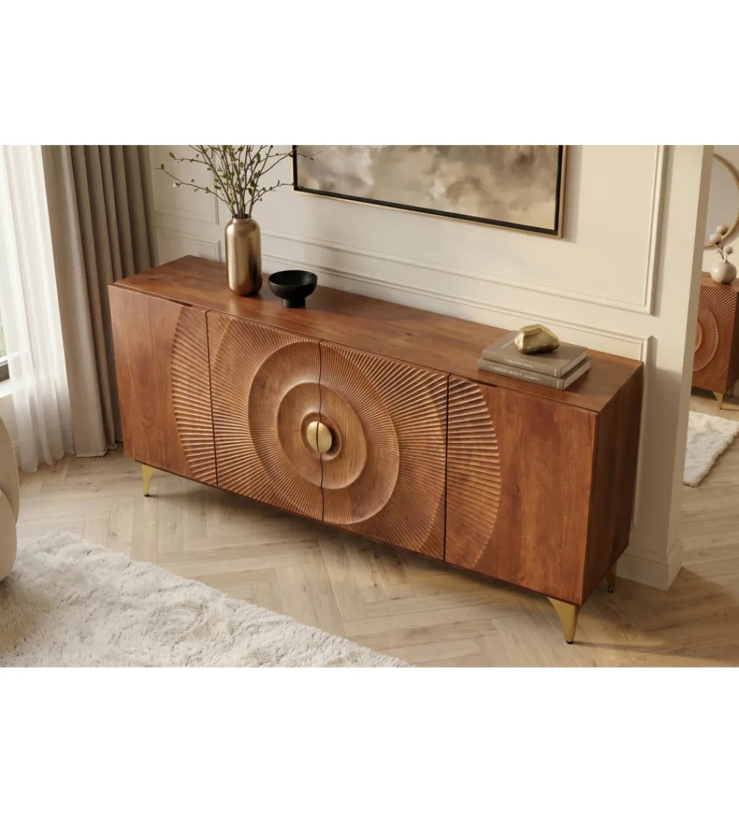 Invicta Interior - przedsprzedaż Komoda SWEET GOLDEN SUNSET 180 cm drewno mango brązowe