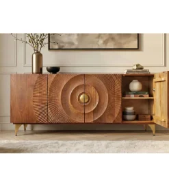 Invicta Interior - przedsprzedaż Komoda SWEET GOLDEN SUNSET 180 cm drewno mango brązowe