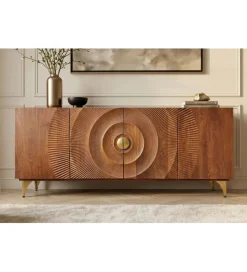 Invicta Interior - przedsprzedaż Komoda SWEET GOLDEN SUNSET 180 cm drewno mango brązowe