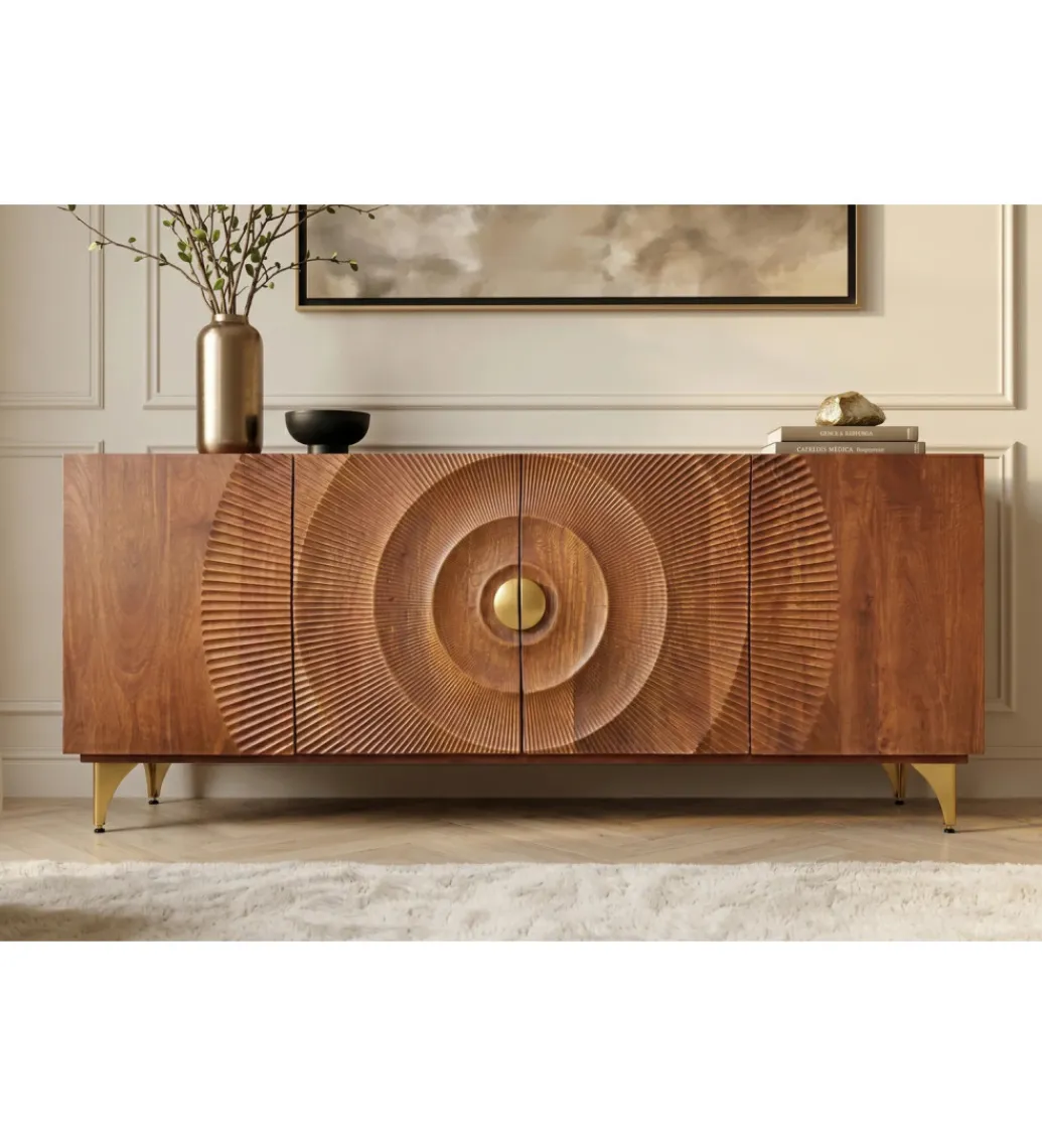 Invicta Interior - przedsprzedaż Komoda SWEET GOLDEN SUNSET 180 cm drewno mango brązowe
