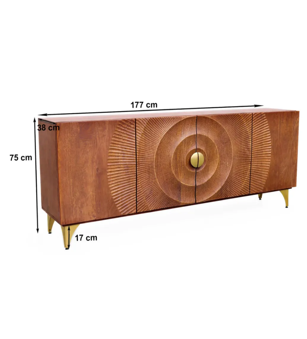 Invicta Interior - przedsprzedaż Komoda SWEET GOLDEN SUNSET 180 cm drewno mango brązowe