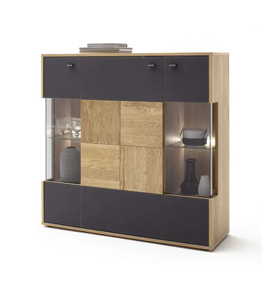 MCA Komoda VALENCIA 124 cm antracytowo naturalna
