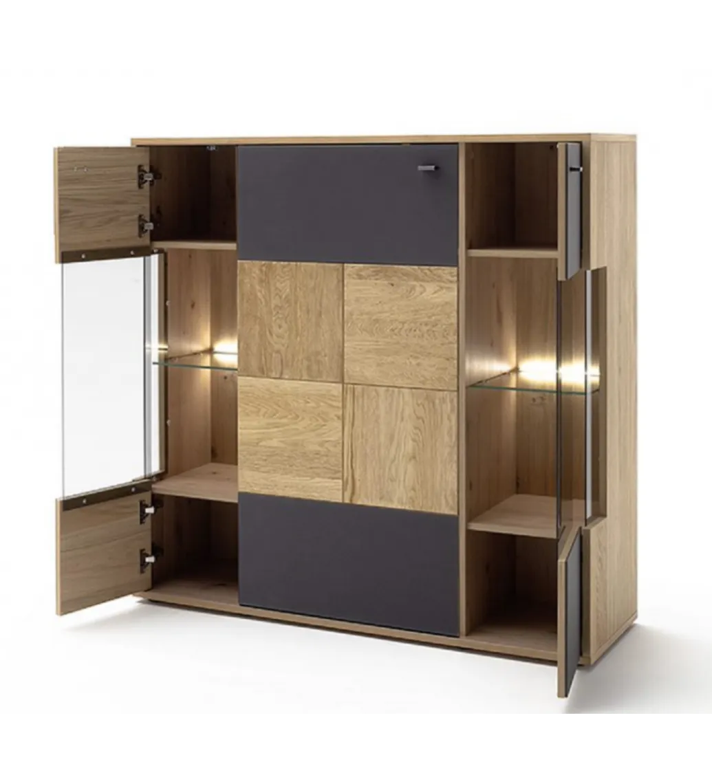 MCA Komoda VALENCIA 124 cm antracytowo naturalna