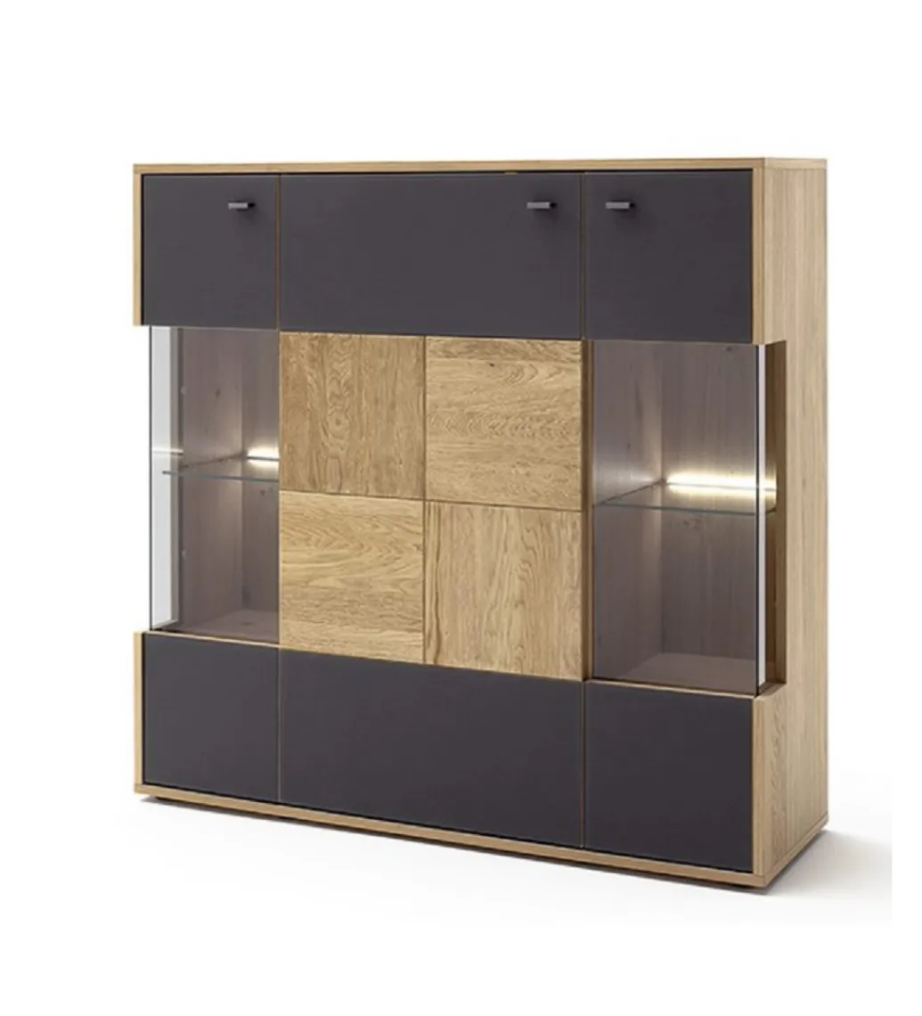 MCA Komoda VALENCIA 124 cm antracytowo naturalna