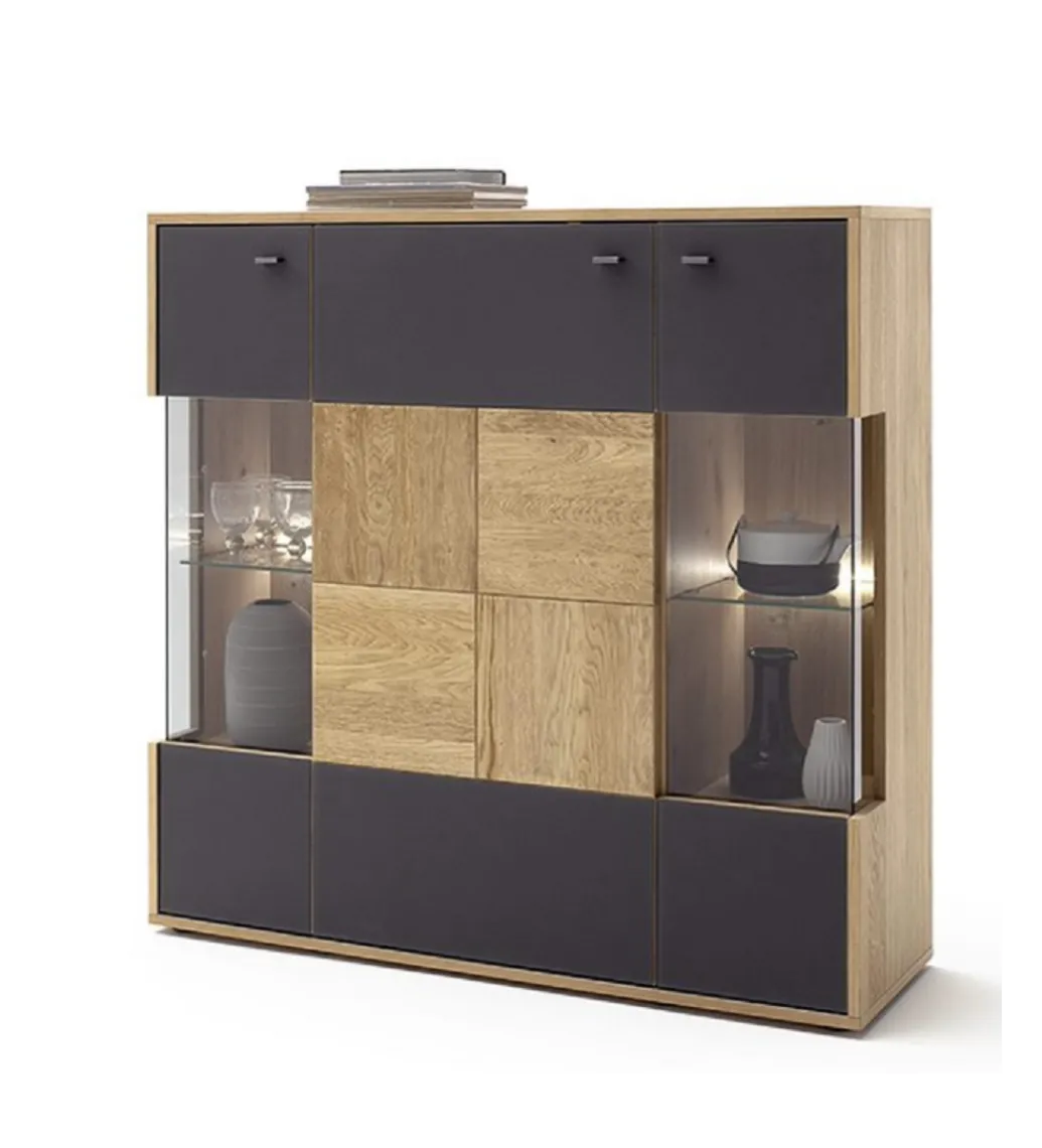 MCA Komoda VALENCIA 124 cm antracytowo naturalna