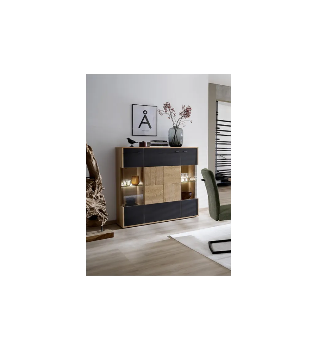 MCA Komoda VALENCIA 124 cm antracytowo naturalna
