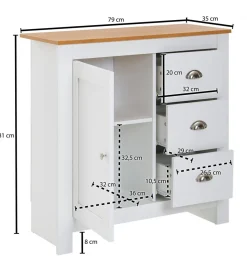 WOHNLING, GERMANY Komoda VINCENTE 79 cm biała
