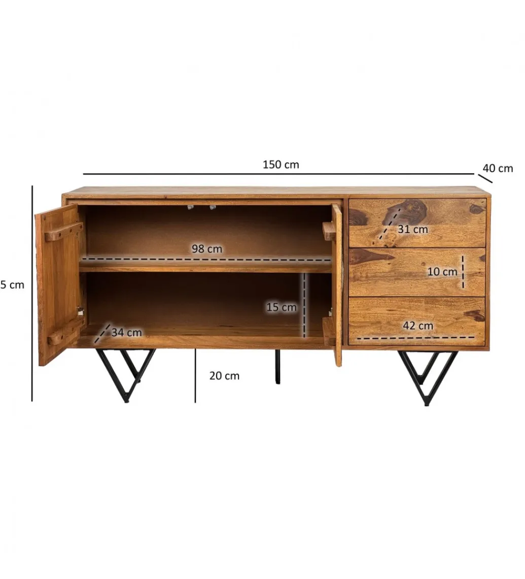 WOHNLING, GERMANY Komoda WOHNLING 150 cm drewno sheesham