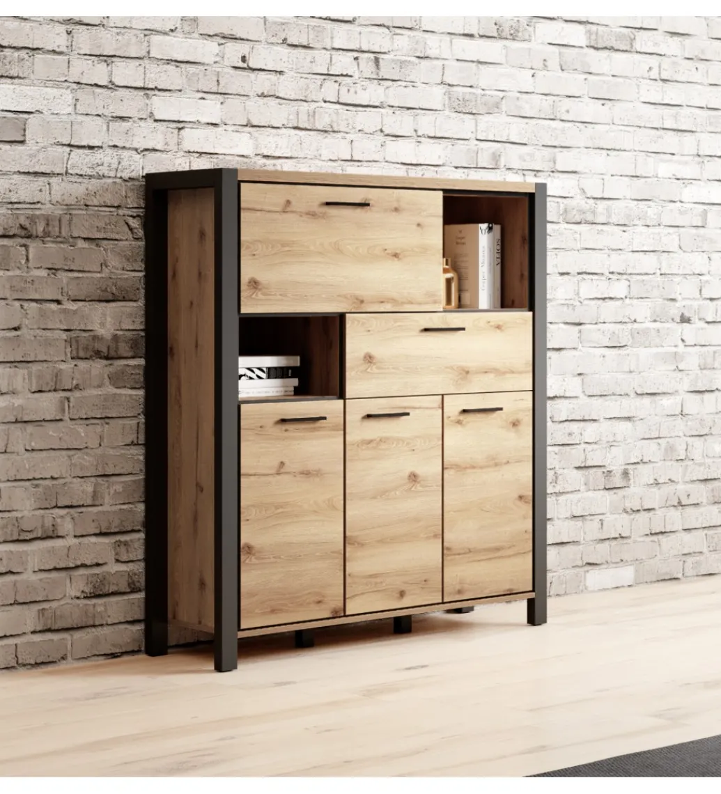 Helvetia Komoda Wysoka AKTIV 112 cm w optyce dąb Taurus