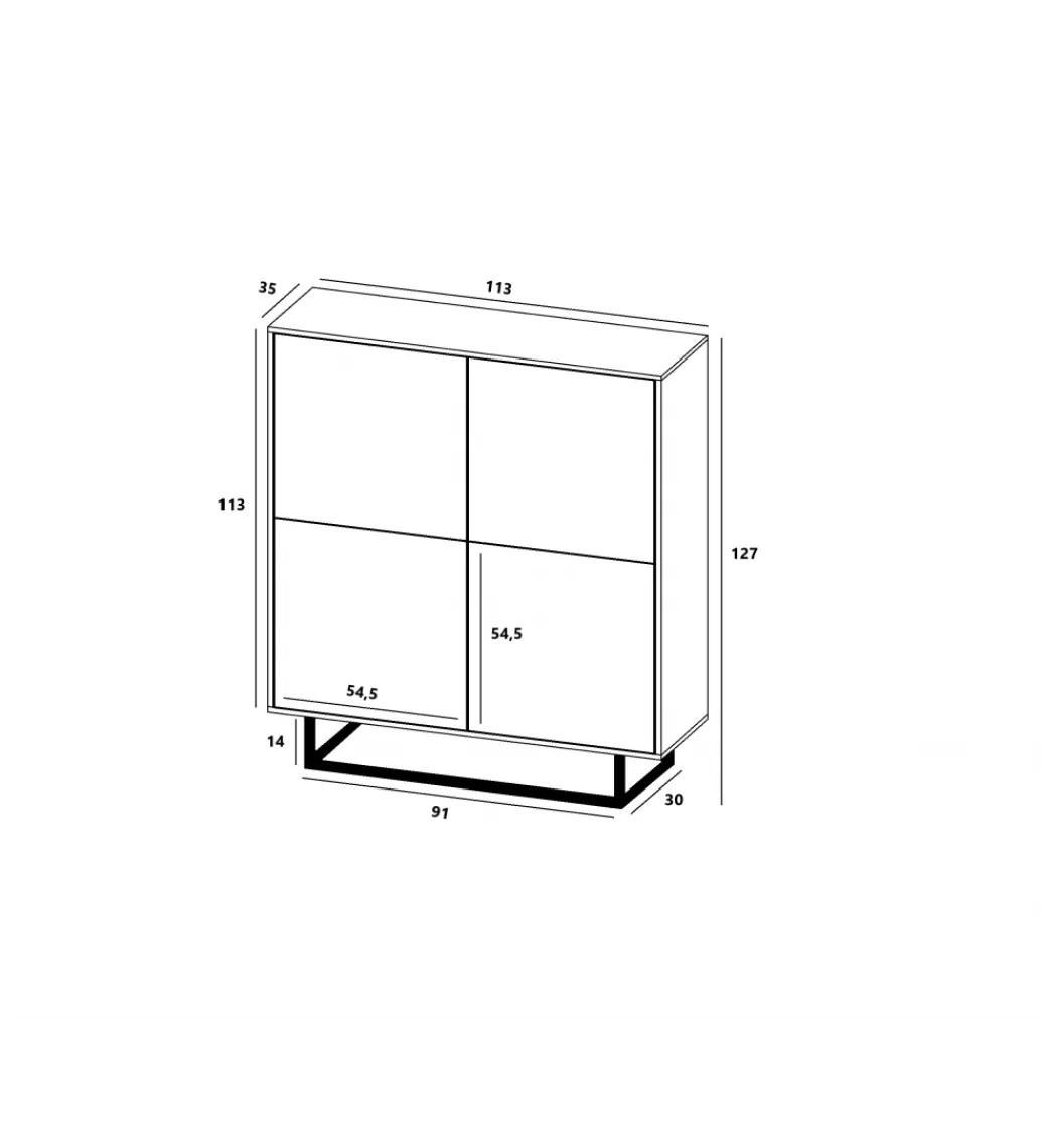 Polski Design ML Komoda wysoka Apollo 113 cm biała