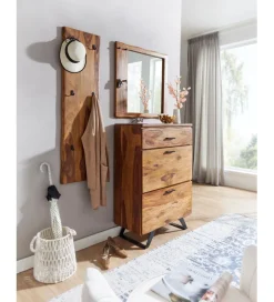 WOHNLING, GERMANY Komoda wysoka ARRIBA 80 cm drewno sheesham