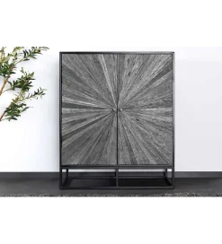 Invicta Interior - przedsprzedaż Komoda wysoka CRATER 100 cm drewno mango szara