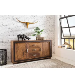 WOHNLING, GERMANY Komoda wysoka 3D ORBIT 120 cm drewno mango brązowa