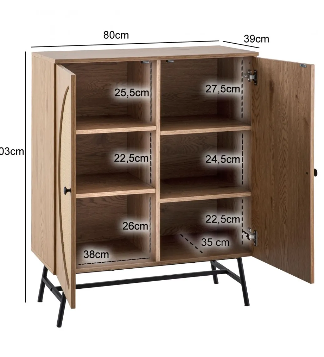 WOHNLING, GERMANY Komoda wysoka FONTA 80 cm w optyce dębu