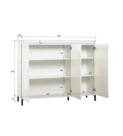 MCA Linia Włoska Komoda wysoka GENUA 138 cm biała