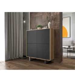 Polski Design ML Komoda wysoka HAMBURG 108 cm biała z dodatkiem koloru dąb Cadiz