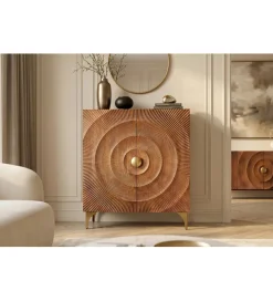Invicta Interior - przedsprzedaż Komoda wysoka SWEET GOLDEN SUNSET 120 cm drewno mango brązowa