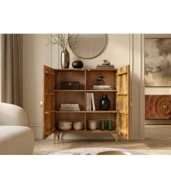 Invicta Interior - przedsprzedaż Komoda wysoka SWEET GOLDEN SUNSET 120 cm drewno mango brązowa