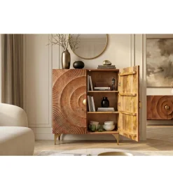 Invicta Interior - przedsprzedaż Komoda wysoka SWEET GOLDEN SUNSET 120 cm drewno mango brązowa
