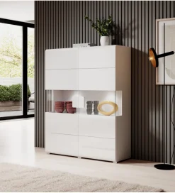 Helvetia Komoda wysoka TOLEDO 122 cm biała