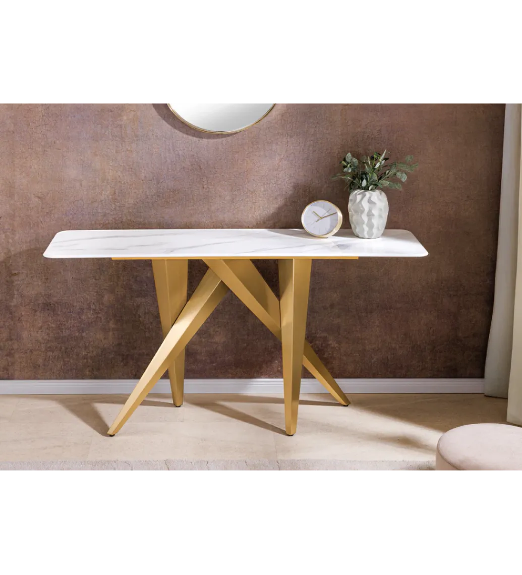 Invicta Interior Konsola ART LIVING 140 cm blat z białego marmuru