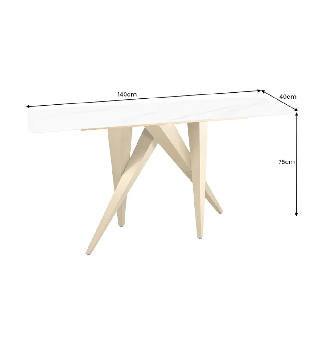 Invicta Interior Konsola ART LIVING 140 cm blat z białego marmuru