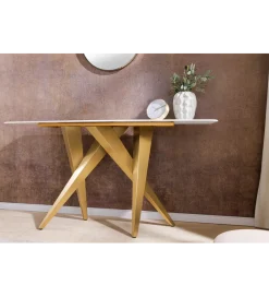 Invicta Interior Konsola ART LIVING 140 cm blat z białego marmuru