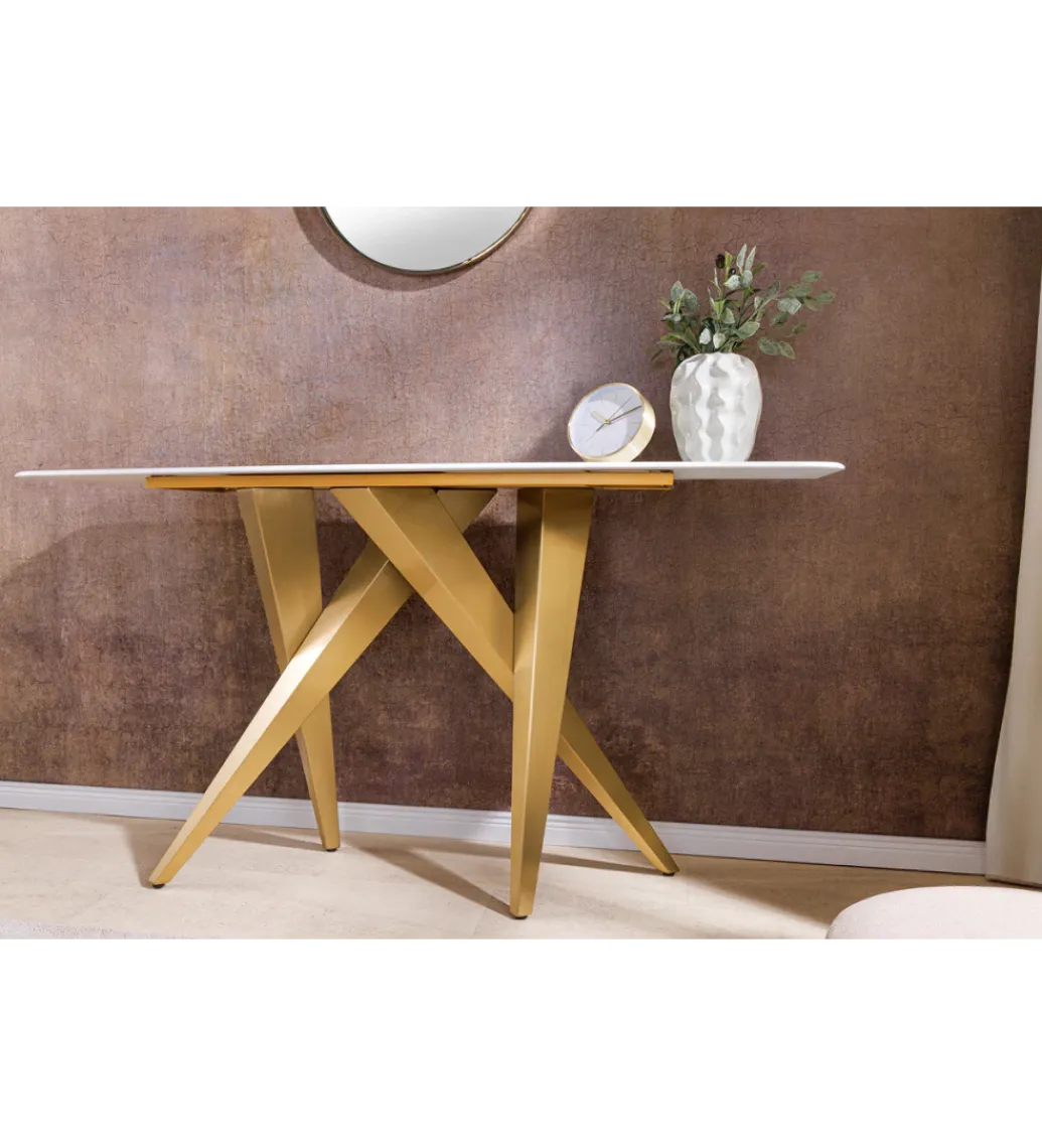 Invicta Interior Konsola ART LIVING 140 cm blat z białego marmuru