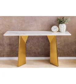 Invicta Interior - przedsprzedaż Konsola EXTRAVAGANCIA 140 cm blat z białego marmuru