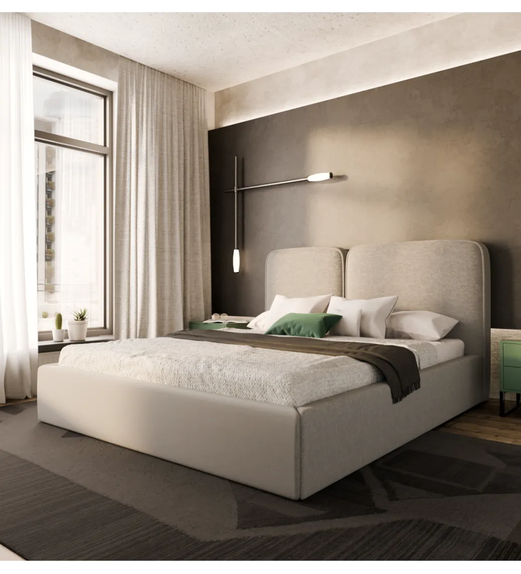 GZDDesign Łóżko tapicerowane MAMLO 140/160/180 cm x 200 cm ze stelażem i pojemnikiem na pościel w różnych kolorach do wyboru