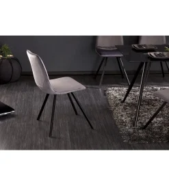 Invicta Interior Krzesło Amsterdam ciemnoszare aksamit