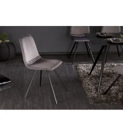 Invicta Interior Krzesło Amsterdam ciemnoszare aksamit
