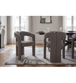 Invicta Interior Krzesło ARCH 77 cm szare tkanina teddy