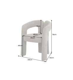 Invicta Interior Krzesło ARCH 77 cm szare tkanina teddy