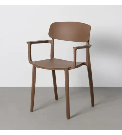 Zona-Design Krzesło BARETO 80 cm brązowy z podłokietnikami
