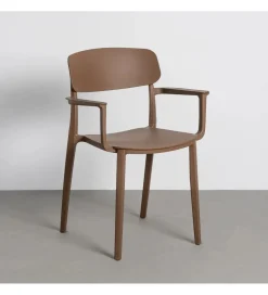 Zona-Design Krzesło BARETO 80 cm brązowy z podłokietnikami