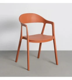 Zona-Design Krzesło BARETO 80 cm pomarańczowe z podłokietnikami nogi v