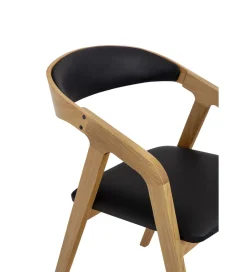POLSKI DESIGN Krzesło dębowe LORIN z podłokietnikami skóra