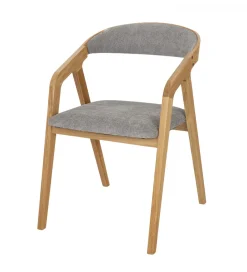 POLSKI DESIGN Krzesło dębowe LORIN z podłokietnikami tkanina