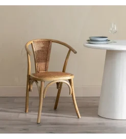 Zona-Design Krzesło DUROS brązowe ratan drewno buk