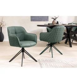 Invicta Interior Krzesło Edmonton obrotowe 180 stopni Zielone outlet