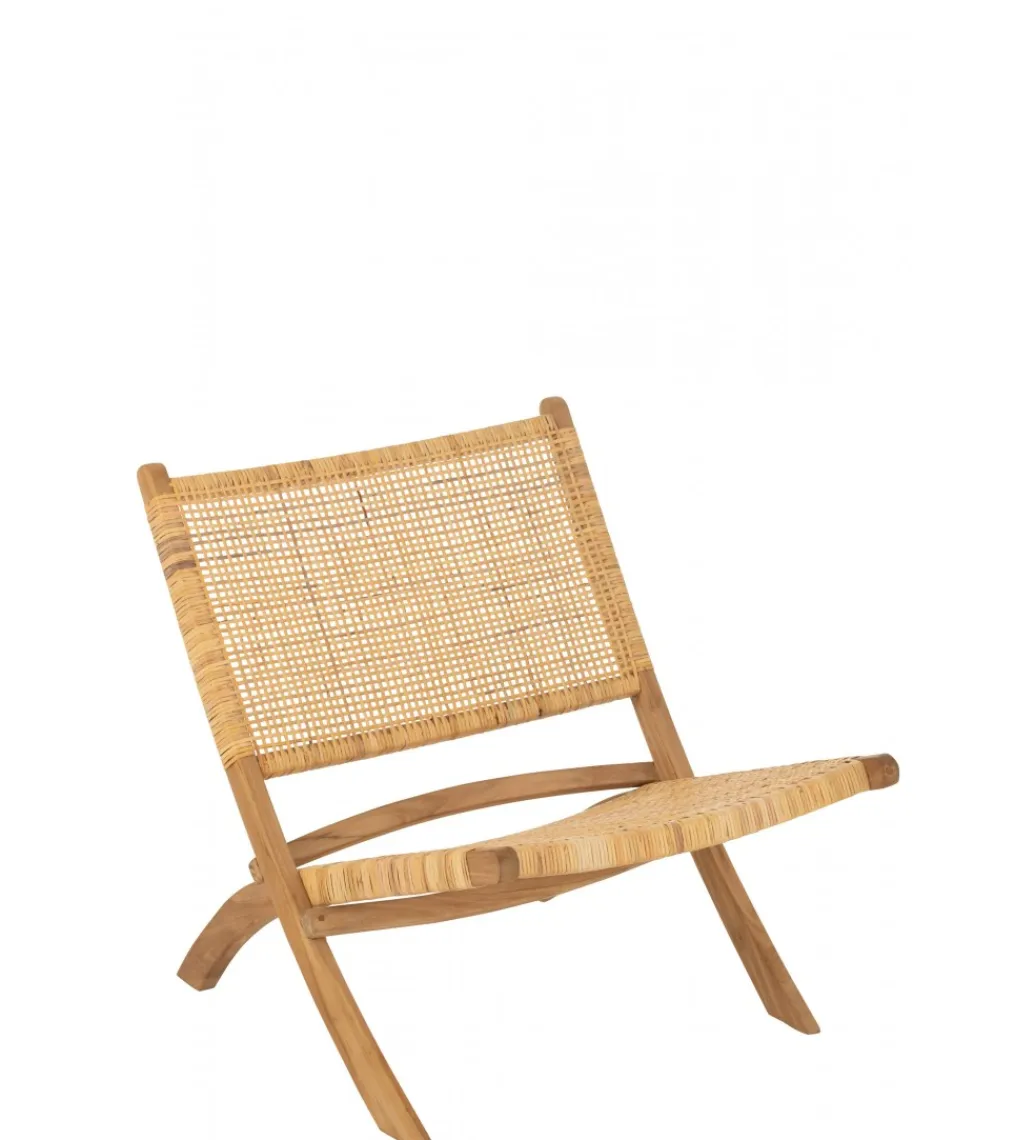 J-Line Krzesło FOLDE 78 cm drewno teak rattan