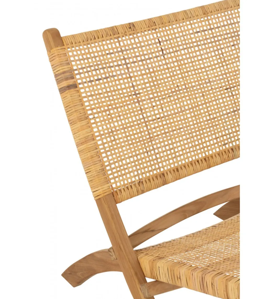 J-Line Krzesło FOLDE 78 cm drewno teak rattan