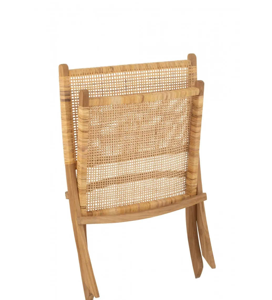J-Line Krzesło FOLDE 78 cm drewno teak rattan