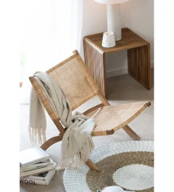 J-Line Krzesło FOLDE 78 cm drewno teak rattan