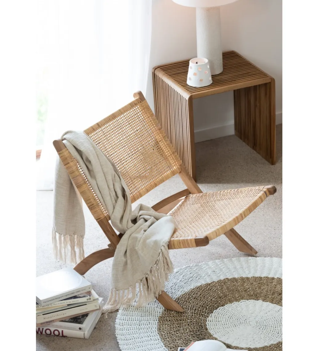 J-Line Krzesło FOLDE 78 cm drewno teak rattan