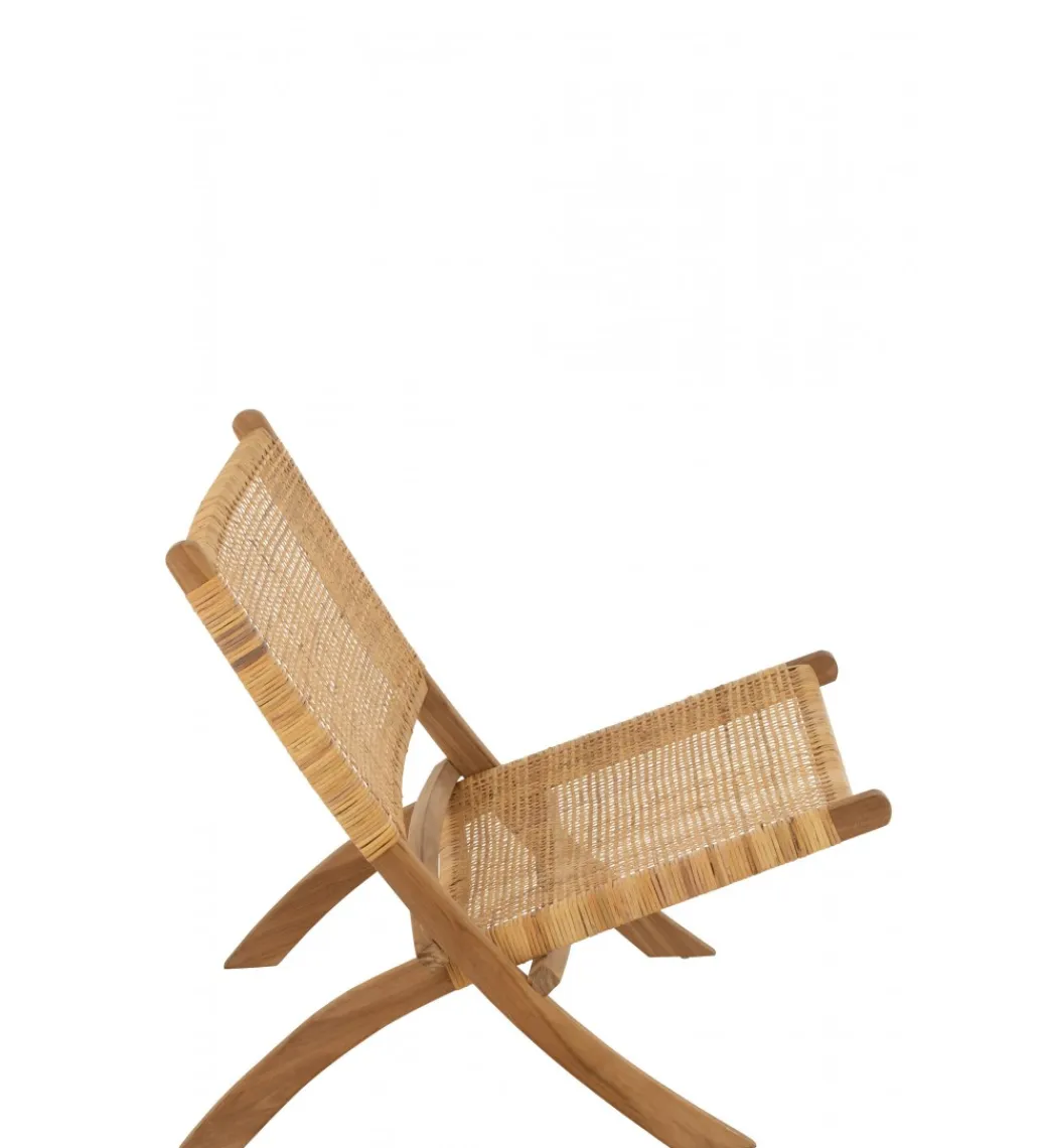 J-Line Krzesło FOLDE 78 cm drewno teak rattan