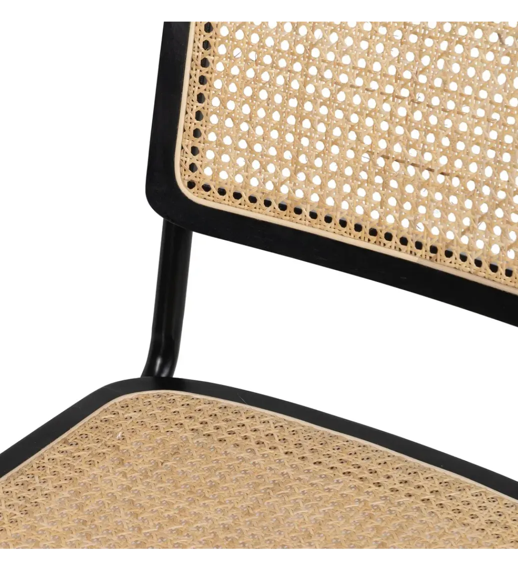 Zona-Design Krzesło GIVM czarne ratan drewno kauczuk