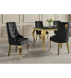 Invicta Interior Krzesło MODERN BAROCK welwet czarny złote nogi