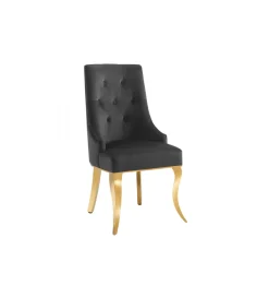 Invicta Interior Krzesło MODERN BAROCK welwet czarny złote nogi